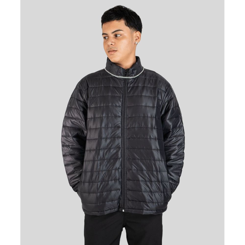 Jaqueta Masculina Puffer com Zíper e Bolsos Laterais Jaqueta Masculina Puffer com Zíper e Bolsos Laterais