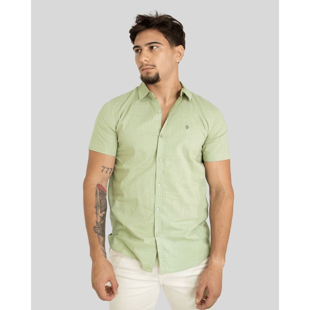Camisa Masculina Tricoline de Botões Manga Curta - Diametro Camisa Masculina Tricoline de Botões Manga Curta - Diametro