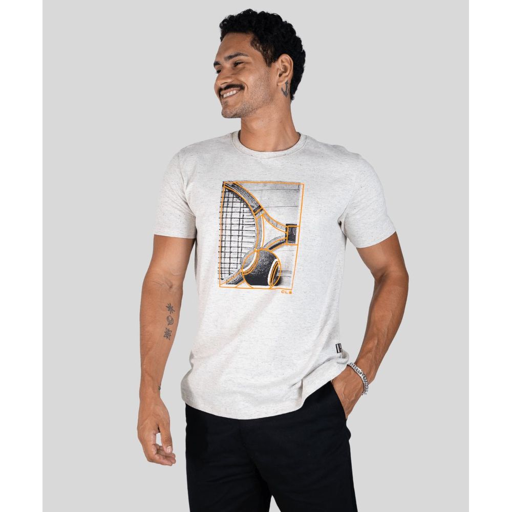 Camiseta Colisão Masculina Casual Com Estampa Silkada Camiseta Colisão Masculina Casual Com Estampa Silkada
