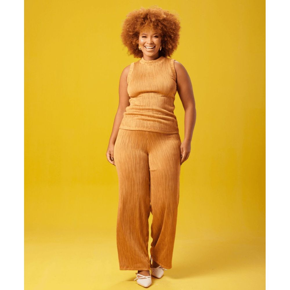 Calça One Way Pantalona Com Textura e Elastano Calça One Way Pantalona Com Textura e Elastano