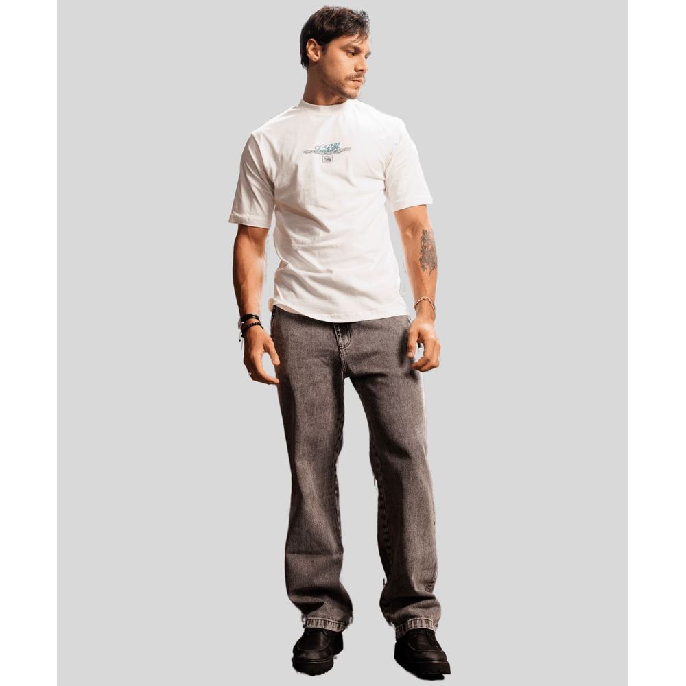 Calça jeans baggy masculina cinza estonada Calça jeans baggy masculina cinza estonada