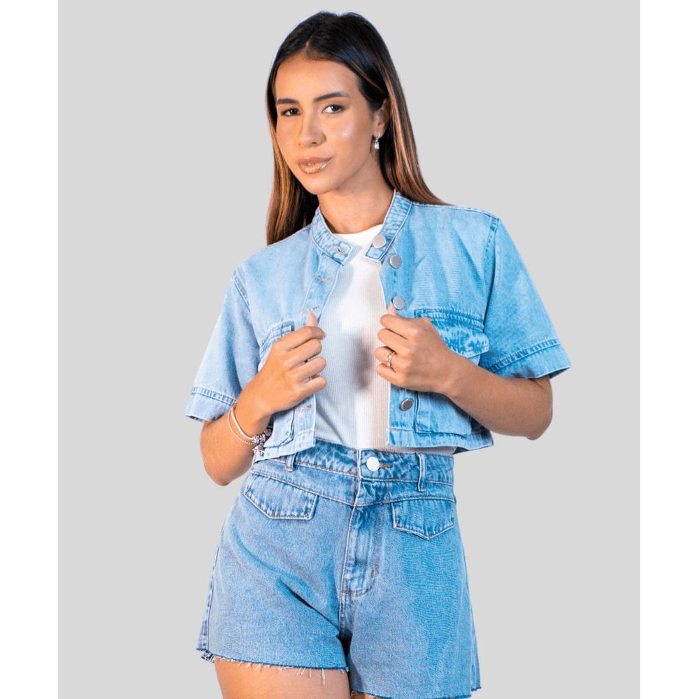 Jaqueta D.Vimme Jeans Com Gola Padre e Bolsos Jaqueta D.Vimme Jeans Com Gola Padre e Bolsos