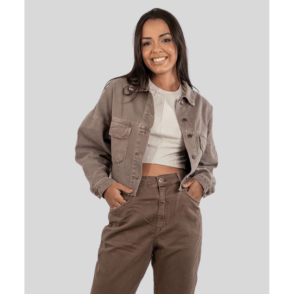 Jaqueta Sarja Cropped Max Denim - Manga Longa Jaqueta Sarja Cropped Max Denim - Manga Longa