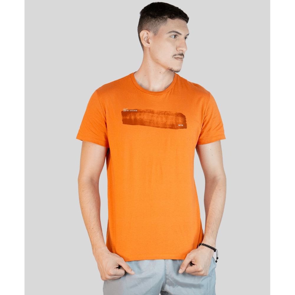 Camiseta Masculina Laranja Denim Goods - MMT Camiseta Masculina Laranja Denim Goods - MMT