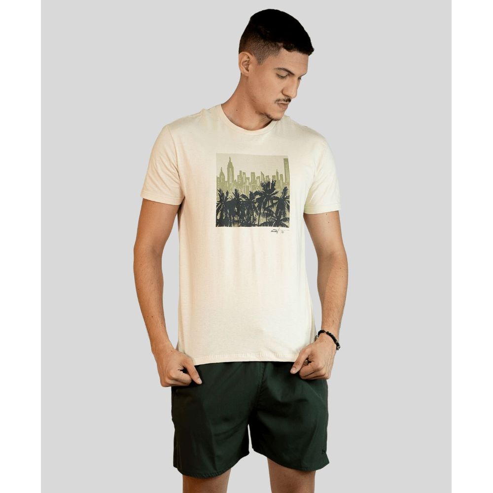 Camiseta Masculina Com Estampa Coqueiros - MMT Camiseta Masculina Com Estampa Coqueiros - MMT